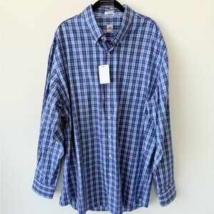 NWT Peter Millar Crown plaid long sleeve button front cotton men's shirt XL/T